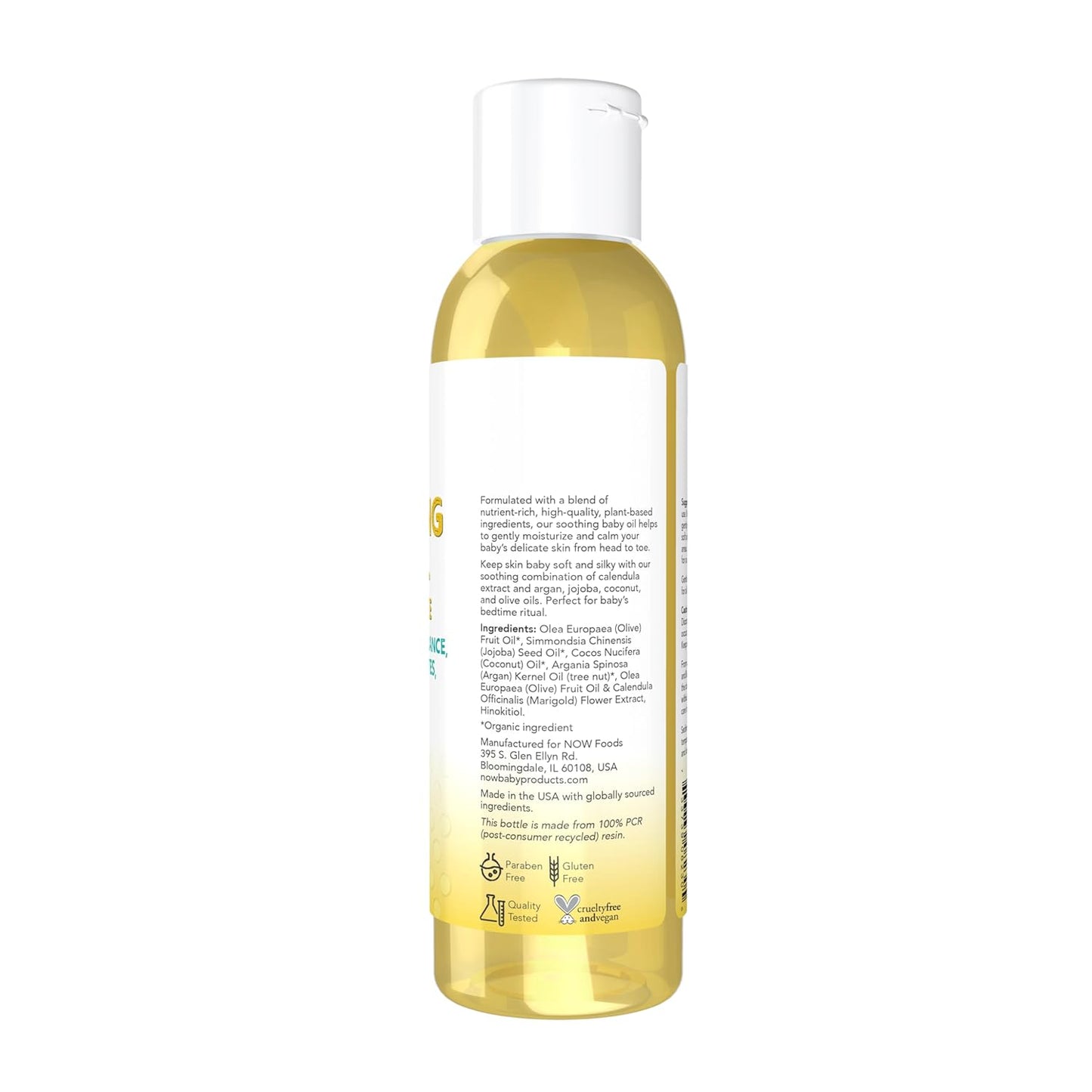 NOW Baby, Soothing Baby Oil, Fragrance Free, No Artificial Fragrance, Parabens, Phthalates, or Petrolatum, 4-Ounce