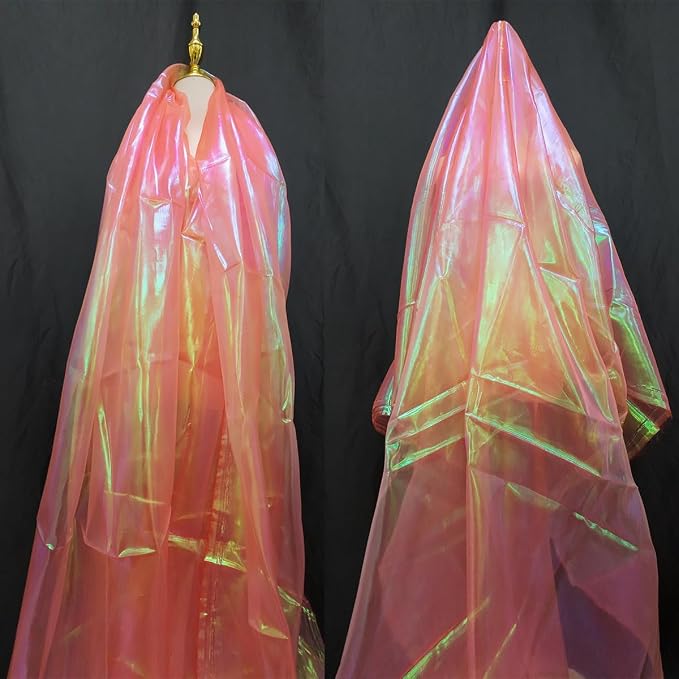 Orange Red Iridescent Organza Fabric