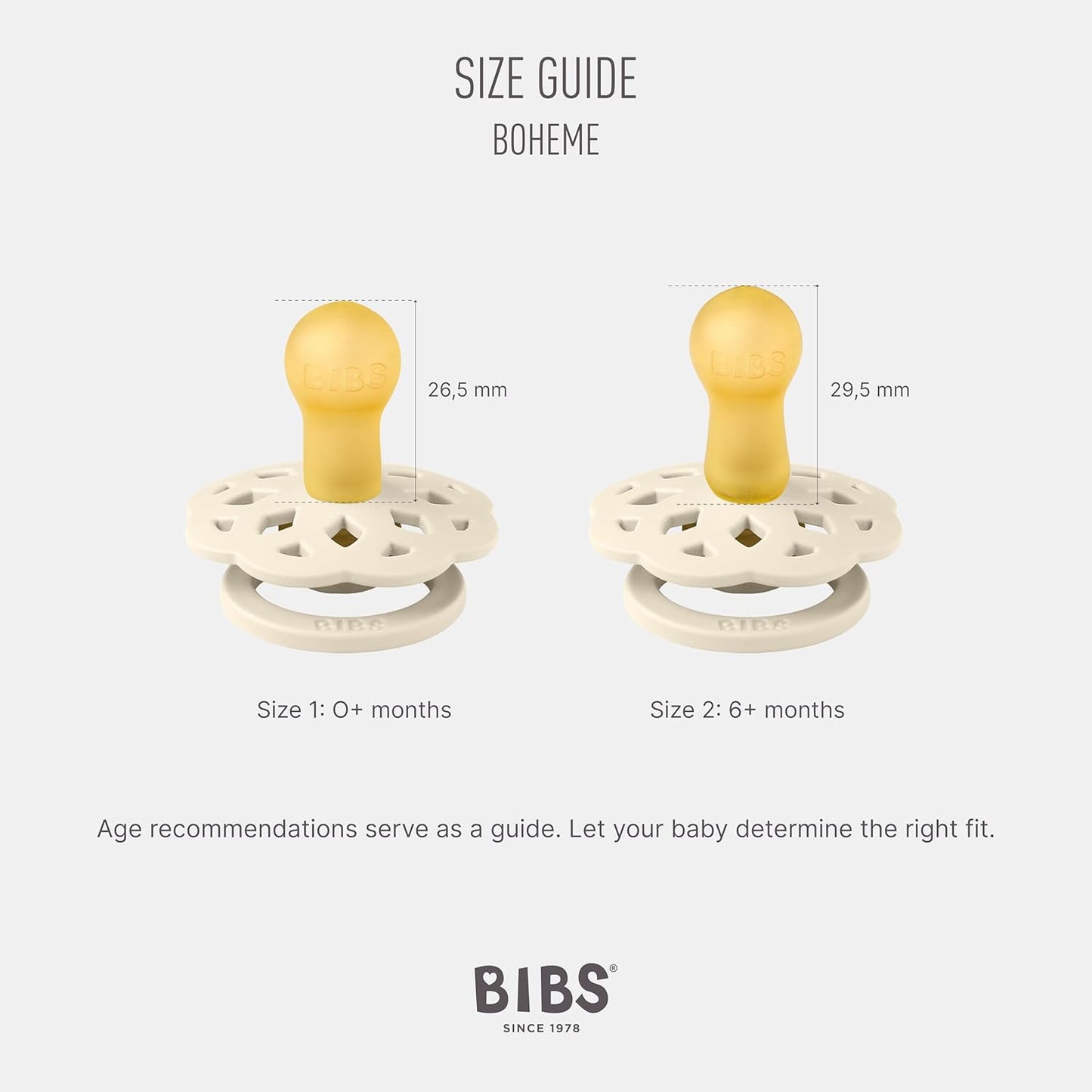 BIBS Pacifiers - Boheme Collection | BPA-Free Baby Pacifier | Made in Denmark | Set of 2 Vanilla/Dark Oak Color Premium Soothers | Size 0-6 Months