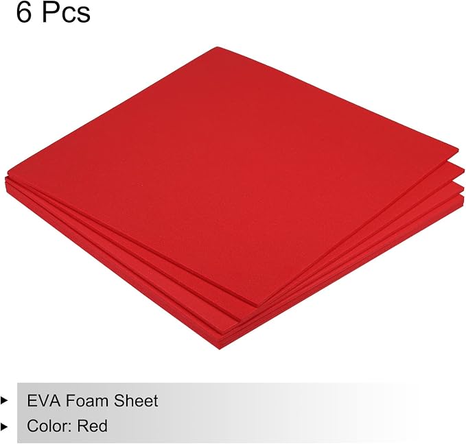 MECCANIXITY EVA Foam Sheets Red 9.8 Inch x 9.8 Inch 3mm Thick Crafts Foam Sheets