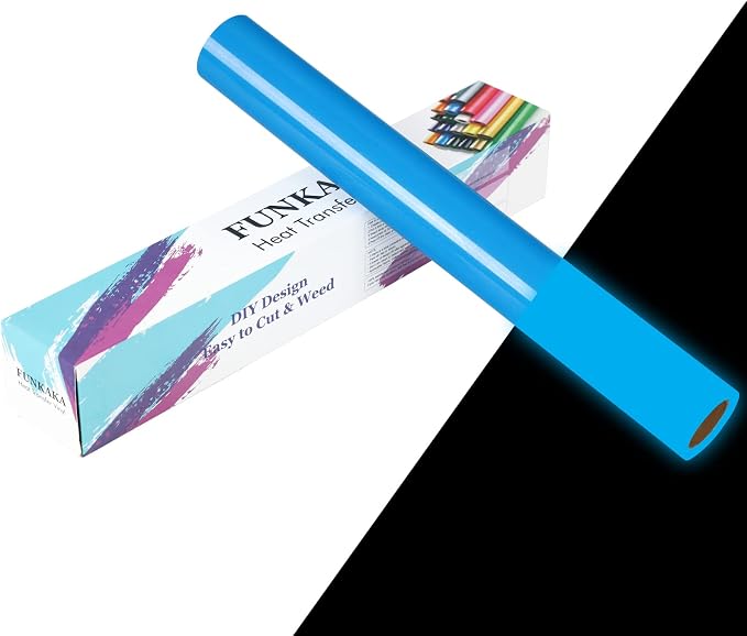 FUNKAKA Glow in The Dark Heat Transfer Vinyl Roll, Glow in The Dark HTV Vinyl