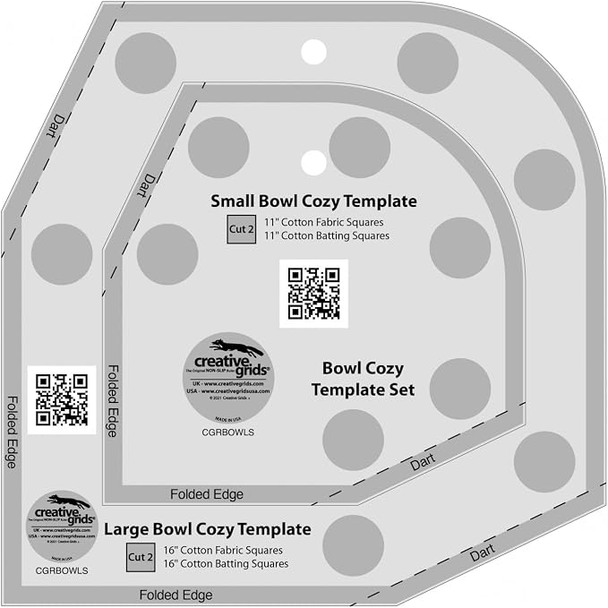 Creative Grids Bowl Cozy Template Set – CGRBOWLS – Made in USA, Non-Slip Grip