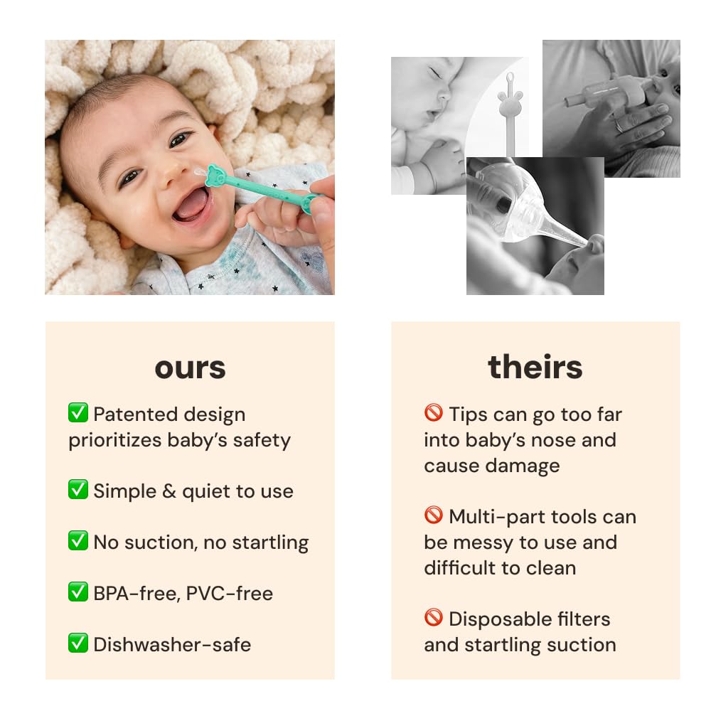 oogiebear: Baby Nose Cleaner & Ear Wax Removal Tool - Safe Booger & Earwax Removal for Newborns, Infants, Toddlers - Dual-Ended - Essential Baby Stuff, Diaper Bag Must-Have, with CASE