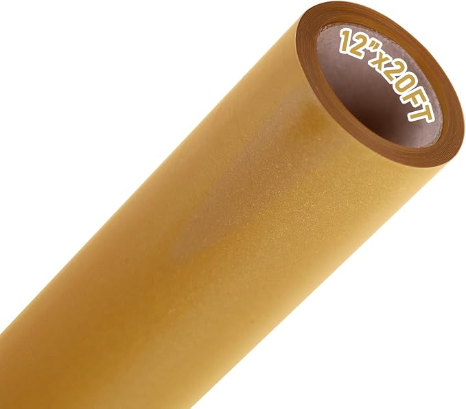 FUNKAKA Heat Transfer Vinyl Reflective Golden HTV Roll, HTV Vinyl