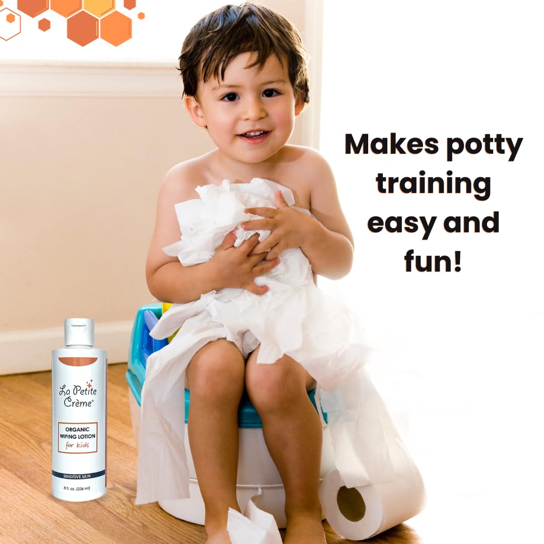 La Petite Creme French Premium Liniment Wiping Lotion for Kids (8 oz) - Potty Training Solution - Skin Cleanser & Moisturizer - Girls and Boys - USDA Certified Organic and EWG Verified