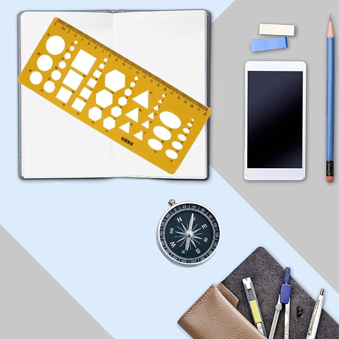 Utoolmart Plastic Drawing Templates Yellow Measuring Rulers Geometric Templates