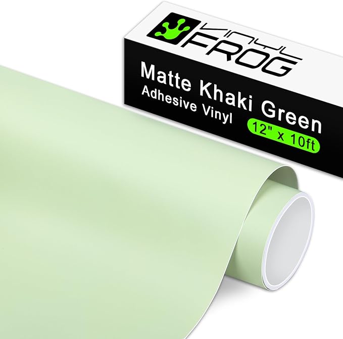 VINYL FROG Matte Khaki Green Permanent Vinyl Roll 12" x10ft 001 Vinyl | Sage