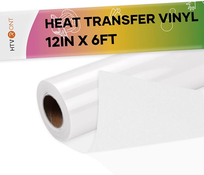 HTVRONT White Flock HTV Heat Transfer Vinyl-12 x 6FT Flock HTV Vinyl Roll