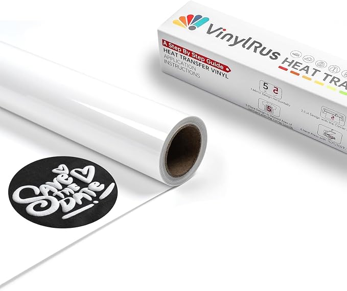 VinylRus White Puff Vinyl Heat Transfer 3D -12” x 6ft Puff Iron on Vinyl