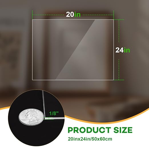 VOISEN 2 Pack Plexiglass Sheets 1/8 Inch Thick, Display Cases, Sneeze Guard