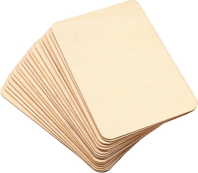 ZOENHOU 100 PCS 6 x4 Inch Unfinished Basswood Blanks, Rectangle Wood Pieces