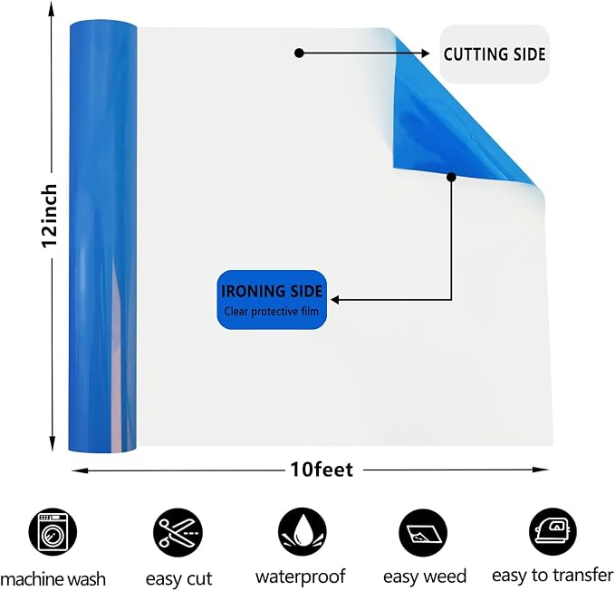 FUNKAKA Fluorescent Blue HTV Heat Transfer Vinyl Rolls