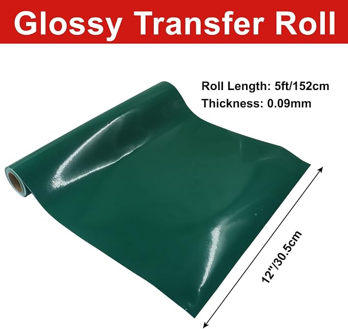 Luomorgo Green Permanent Vinyl Roll 12" x 5FT | Glossy, Waterproof Adhesive