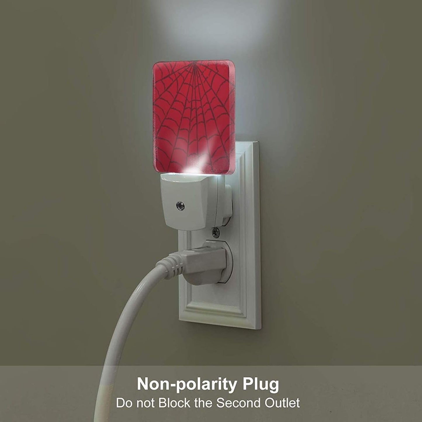 Red Spider Web Night Light,Plug Into Wall Decor for Stairway,Hallway,Kitchen,Dusk to Dawn Sensor Nightlights for Boys/Girls/Women/Men Room Gifts
