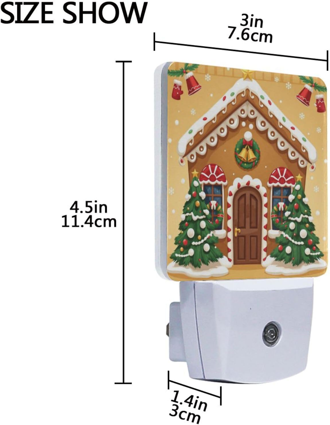 Aslsiy Night Light for Kids Cartoon Gingerbread House Brown (10) Plug in Wall Lamp LED Dusk to Dawn Sensor Energy Saving Nightlight for Boys Girls Men Women