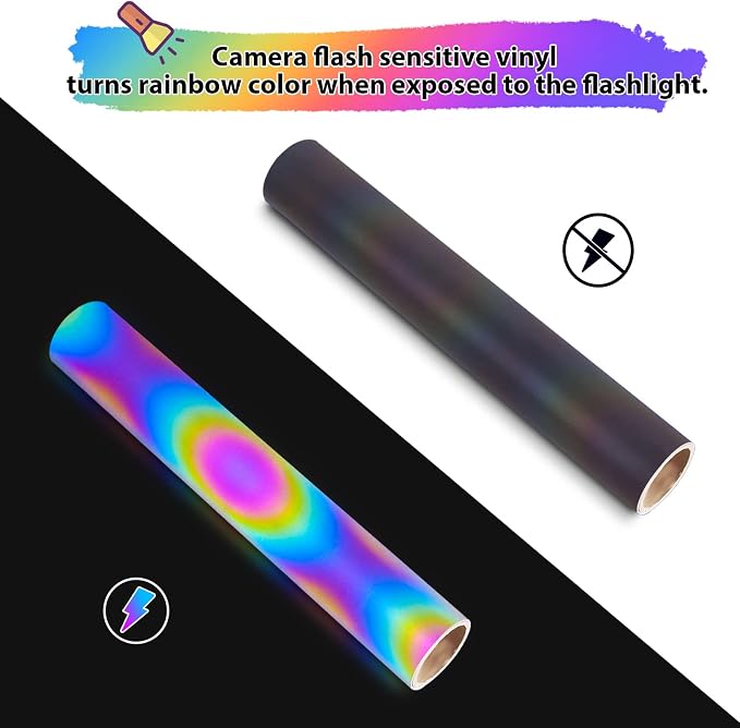 TECKWRAP Black Holographic Reflective Adhesive Vinyl Flashlight Sensitive Vinyl