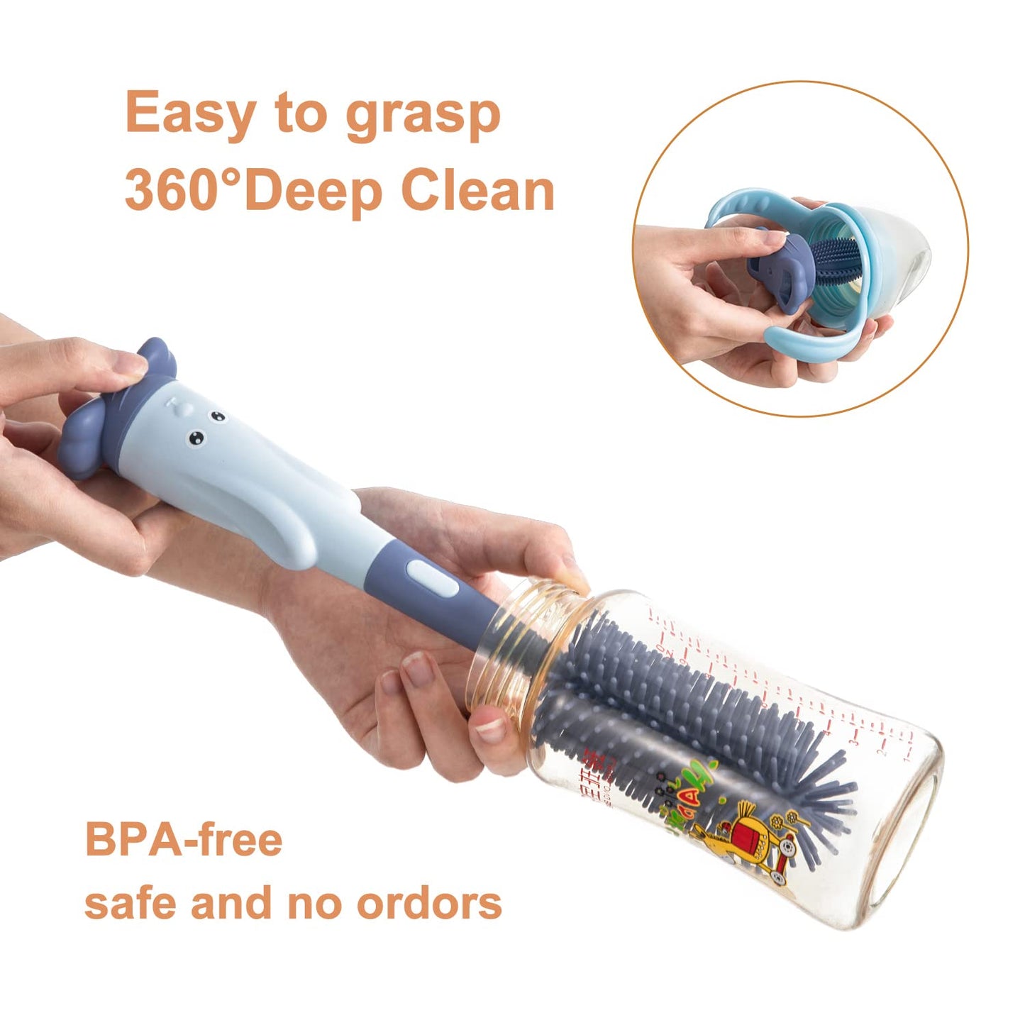 Chemimoso Multifunctional Cleaning Brush, Baby Bottle Brush, Bottle Brush Cleaner Set, Green, Silicone and Nylon Brush