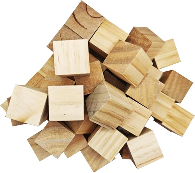 MUXGOA 1-1/2 inch Unfinished Wooden Cubes, Wood Blocks