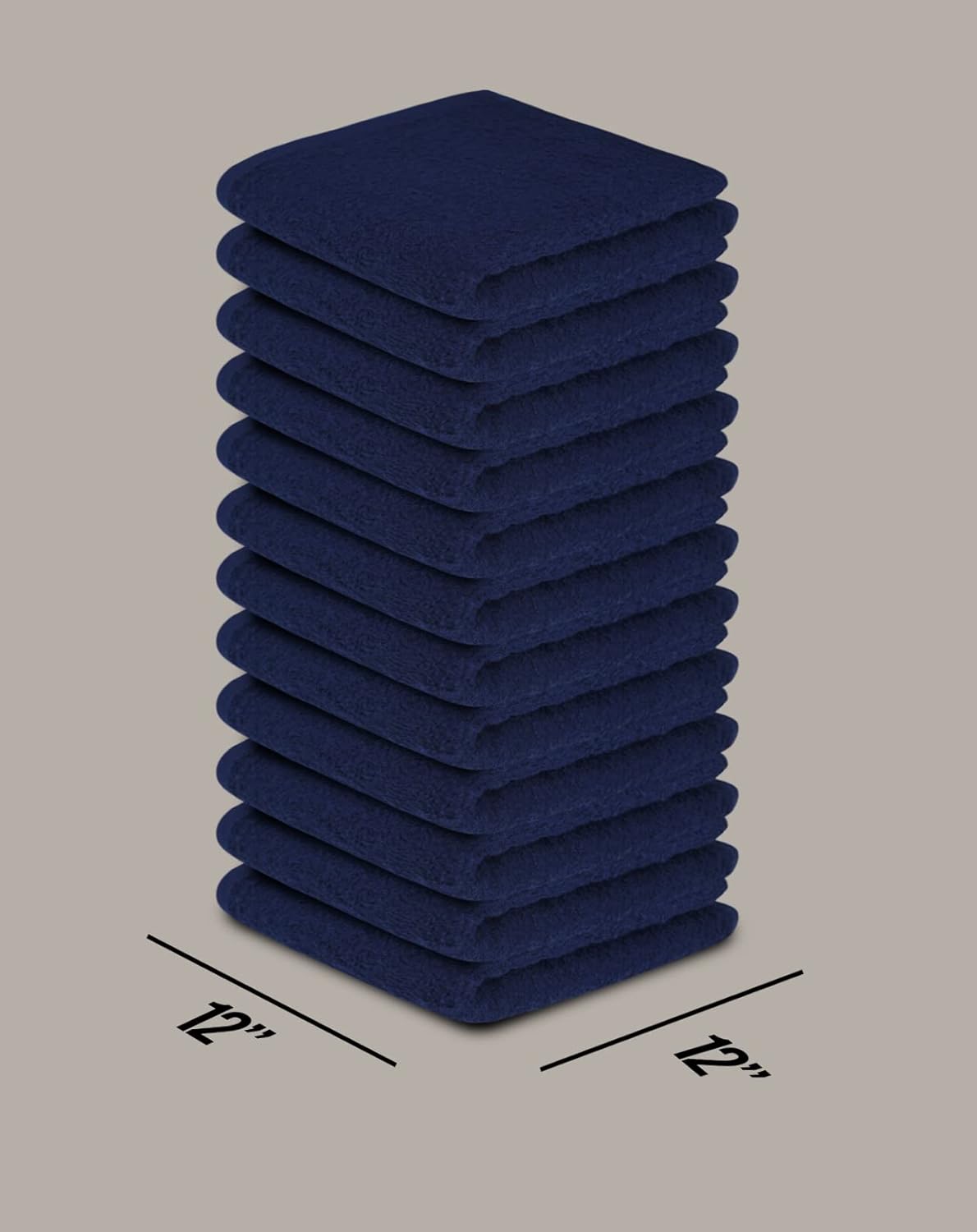 Softolle 100% Cotton Washcloths 60 Pack (12x12 Inches) Soft, Highly Absorbent Washcloth, Face Towels, Wash Cloths for Face, Ring Spun, Bulk Pack (Navy Blue)
