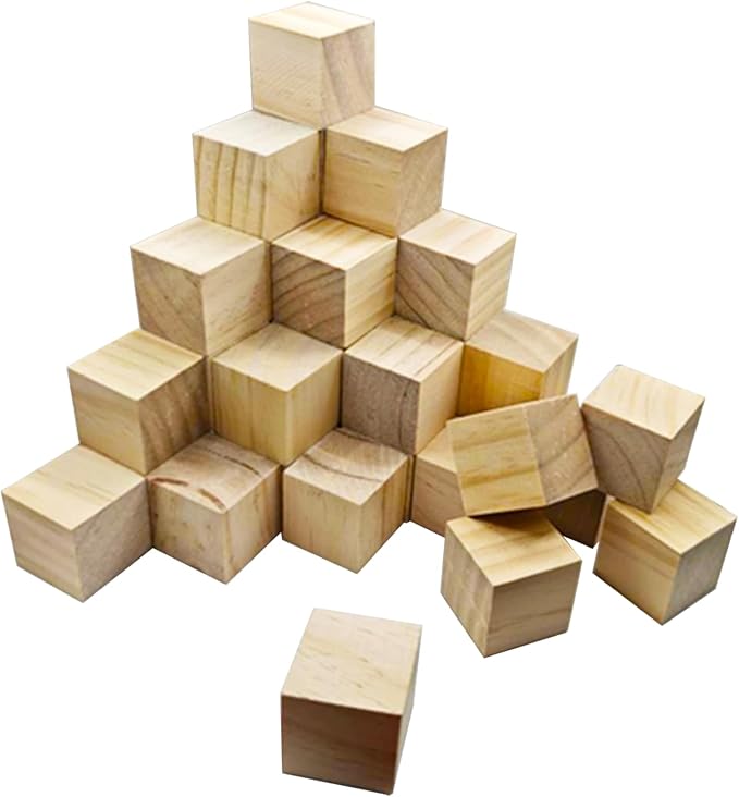 MUXGOA 1-1/2 inch Unfinished Wooden Cubes, Wood Blocks