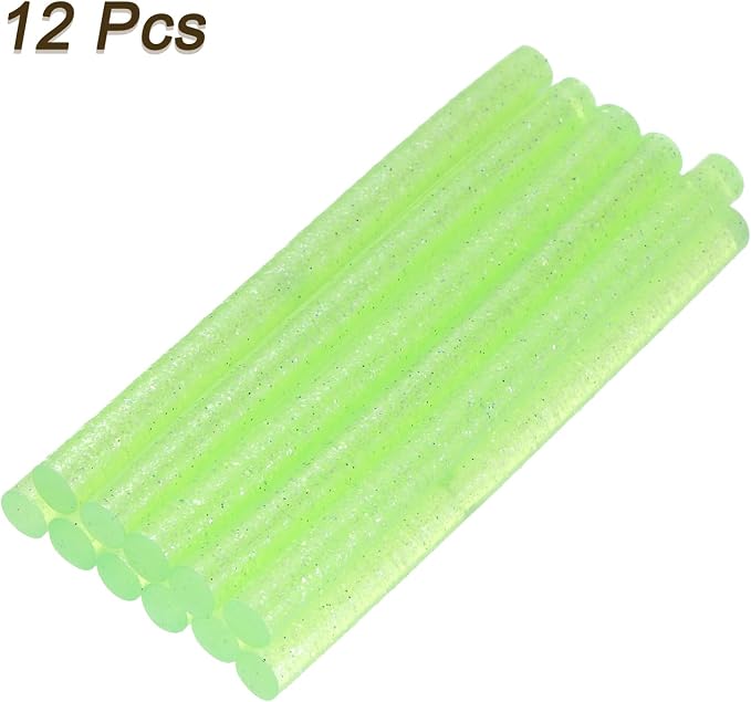 uxcell Mini Hot Glue Sticks for Glue Gun 7mm x 100mm Glitter Transparent Green