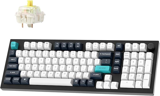 Keychron Q5 Max Wireless Custom Mechanical Keyboard, 2.4 GHz Bluetooth QMK Full Aluminum 96% Layout RGB with Hot-swappable Gateron Banana Switch Compatible with Mac Windows Linux