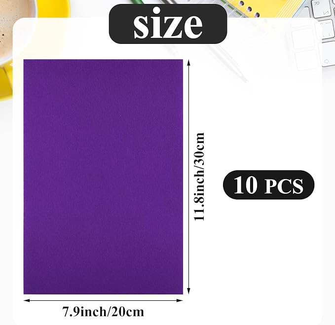 10PCS Purple Self Adhesive Felt Fabric Sheets Sticky Felt Sheets