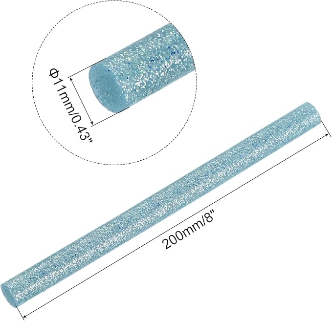 uxcell Mini Hot Glue Sticks for Glue Gun 11mm x 200mm Glitter Sky Blue 12pcs
