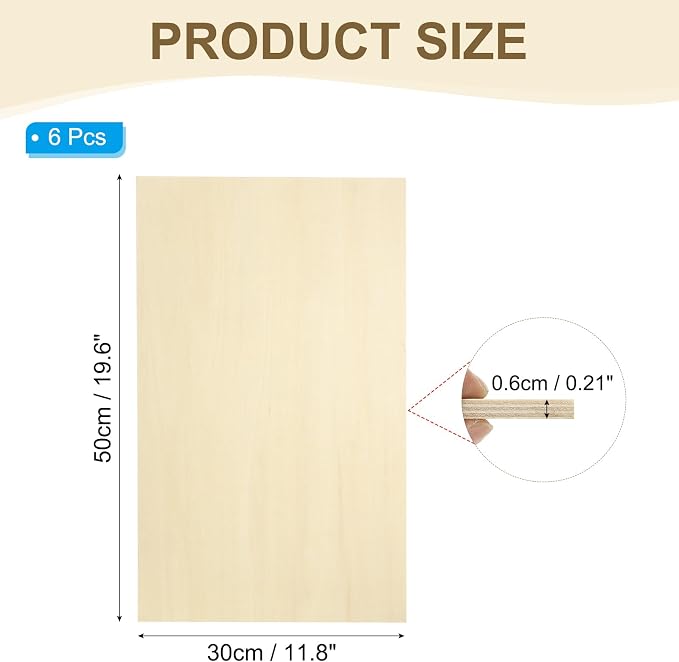 PATIKIL 12x20x1/4 Basswood Sheets