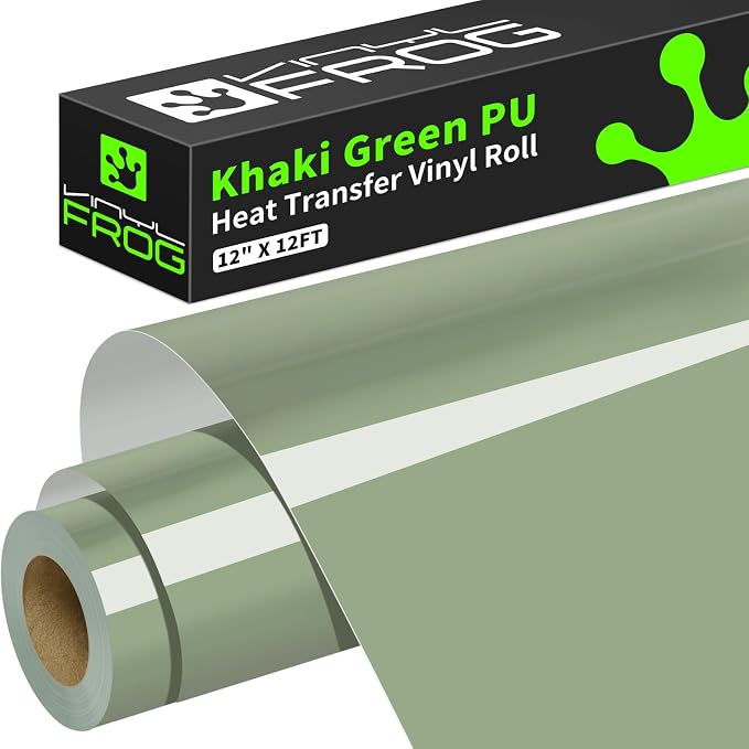 VINYL FROG Sage Green Heat Transfer Vinyl Roll 12" x12ft Matte HTV Vinyl |