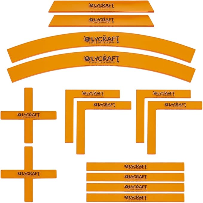 OLYCRAFT 14pcs/1 Set Deployment Zone Template Orange Acrylic Ruler Objective