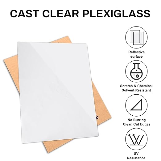White Acrylic Sheets 12" x 16" x 1/8", 2 Pack Cranviech White Cast Plexiglass