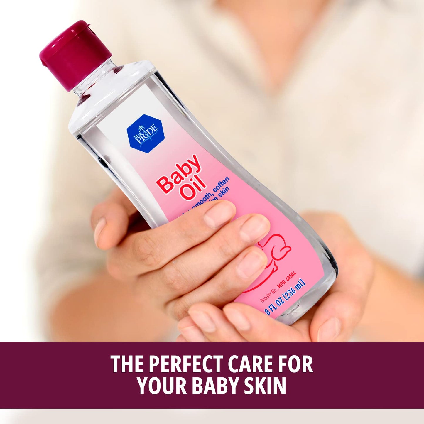 MED PRIDE Pure Unscented Mineral Oil for Baby, Infants, and Toddlers, Nourishing Moisturizer for Sensitive Skin, Prevents Moisture Loss, 8 Fl Oz