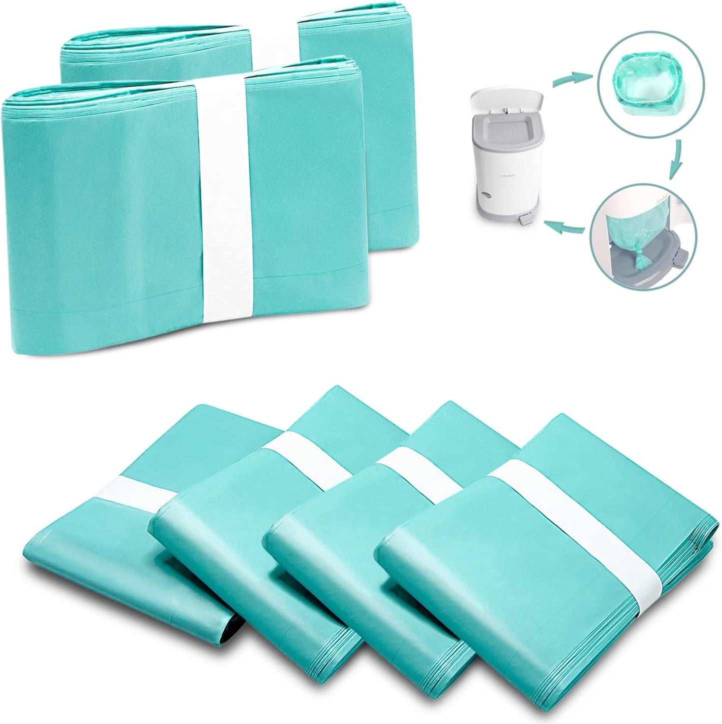 6 Pack of Diaper Disposal Liners Compatible with Janibell Brand Akord, 280 Slim Model Adult Refills, Continuous Liner System Eliminates Waste