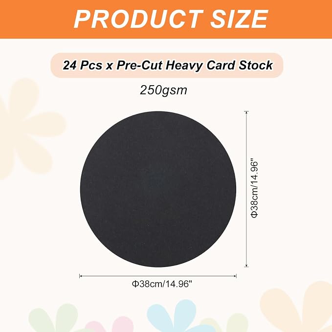 MECCANIXITY 24 Pcs Circle Card Stock, 15 Inch Round Cutouts Paper Thick