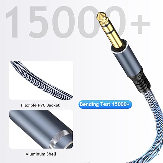 1/4 inch 10ft Stereo Headphone Guitar Cable, Male to Female, Quarter inch Headphone Extension