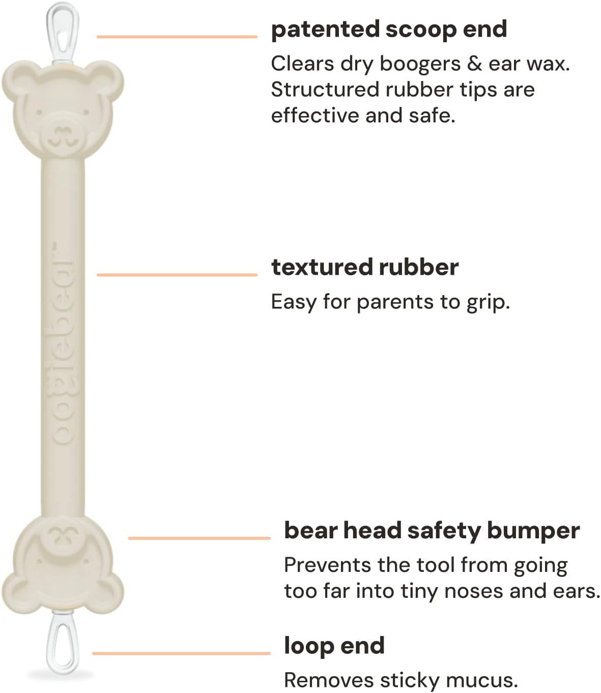 oogiebear BearPair Silicone Bulb Baby Nasal Aspirator and Ear & Nose Syringe, Safely Sucks Snot and Removes Mucus, Cleanable and Reusable, Grey