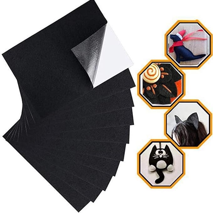 RZJZGZ 13Piece Adhesive Felt Sheet 8.3X11.8in Black Felt Fabric Adhesive Sticky