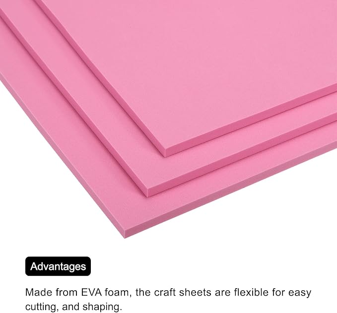 MECCANIXITY EVA Foam Sheets Pink 9.8 Inch x 9.8 Inch 7mm Thick Crafts Foam