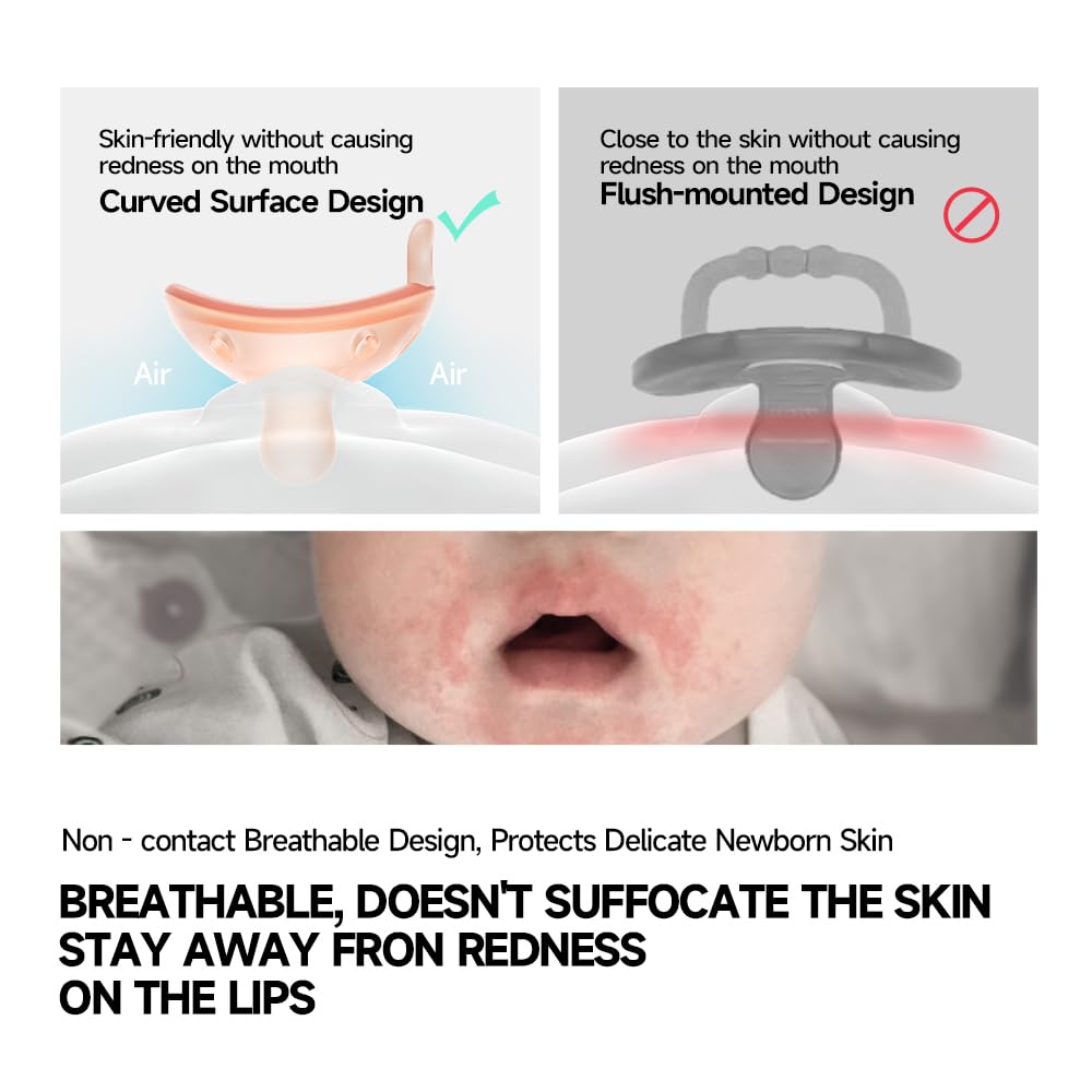 Baby Pacifiers 3 Month, 6 Month Breast-Like Shape Soft Silicone Newborn Pacifiers with Large Air Holes, BPA Free