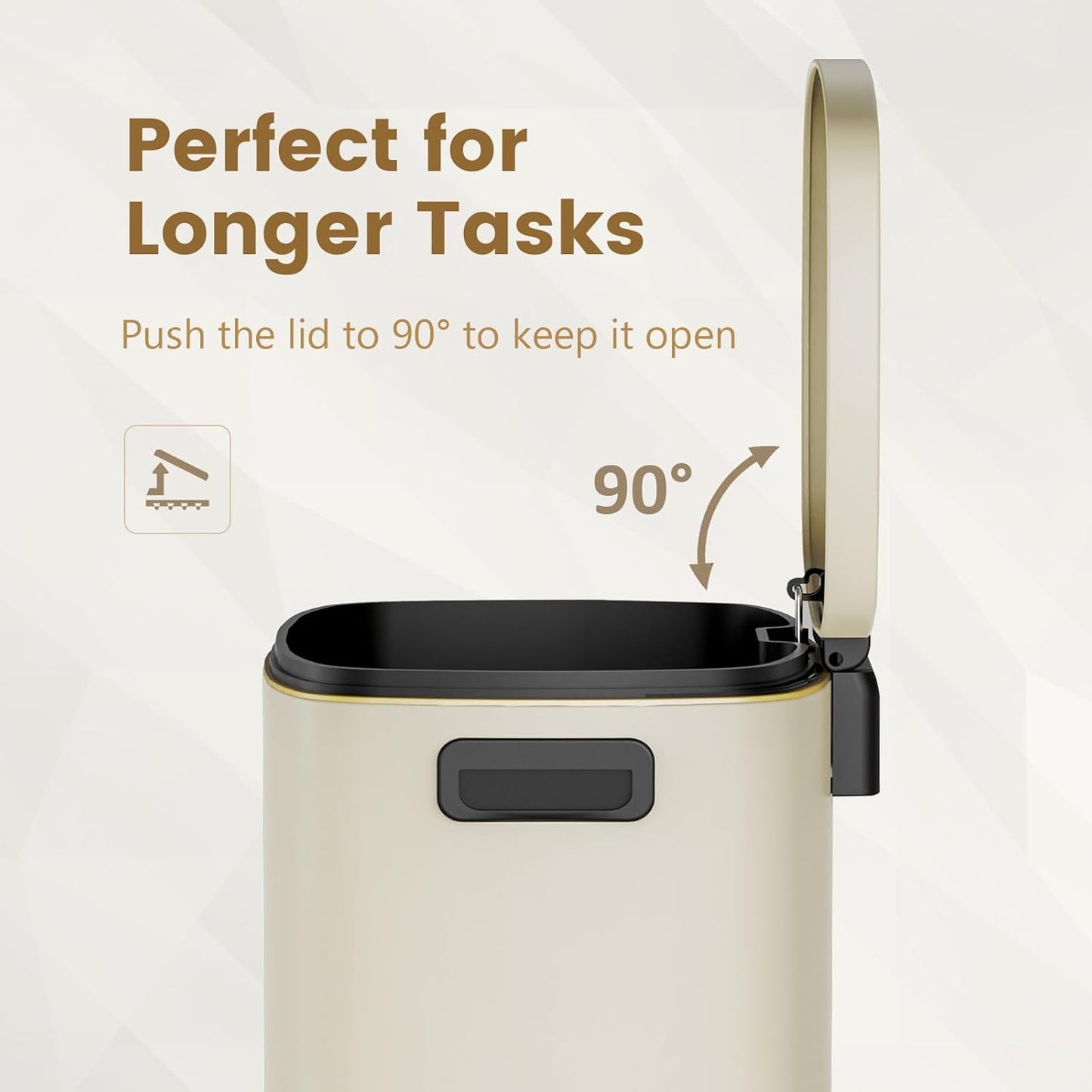 ELPHECO Kitchen Trash Can with Lid Soft Close, 13 Gallon / 50L Stainless Steel Pedal Garbage Can, Heavy-Duty Fingerprint Proof Step Wastebasket with 20 Bags, Removable Bucket, Home Office, Cream Beige