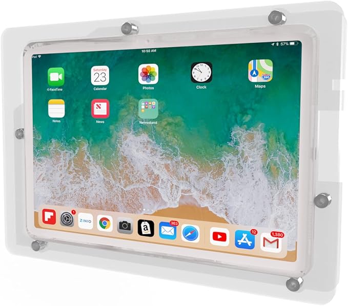 TABcare Anti-Theft Acrylic VESA Enclosure for Apple iPad 10 10.9" 2022, iPad 11" 2025 with Free Wall Mount Kit & 90-Degree Angle USB C Charge Cable (Clear)