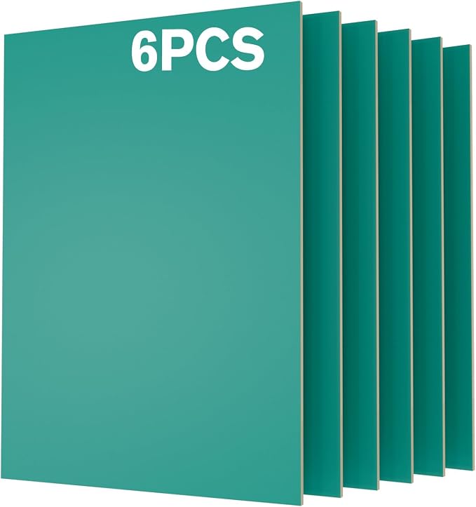 6 Pack Pre-Painted Colored Plywood Sheets, 11.7" x 8.27" x 1/8 Thin Basswood