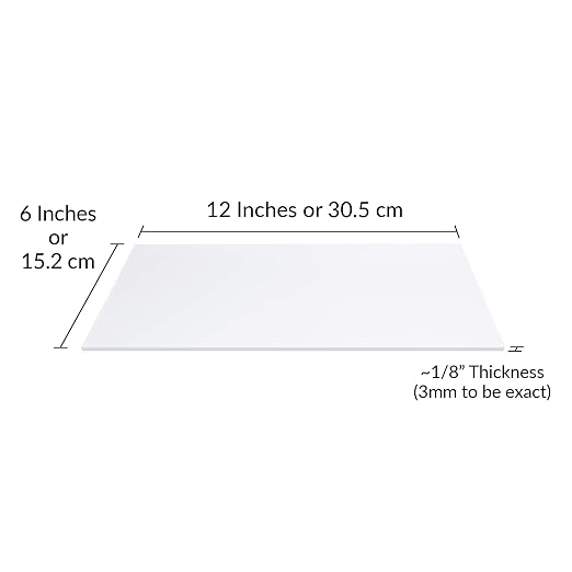 SimbaLux Acrylic Sheet Clear Cast Plexiglass 6”x12” 1/8” Thick 3mm, 2 Pack |