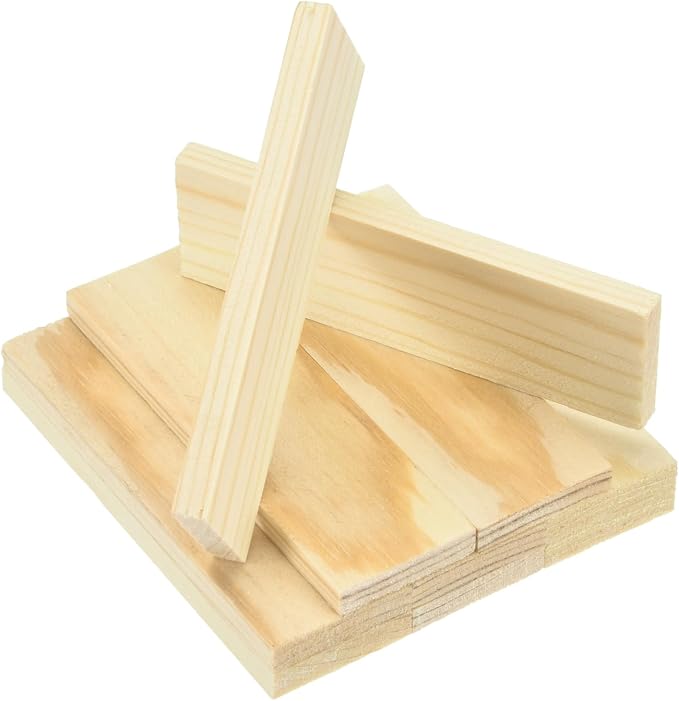 MECCANIXITY 10Pcs Wood Strips Slats, 1/4" x 1‑1/4" x 4" Thin Wood Sticks Flat