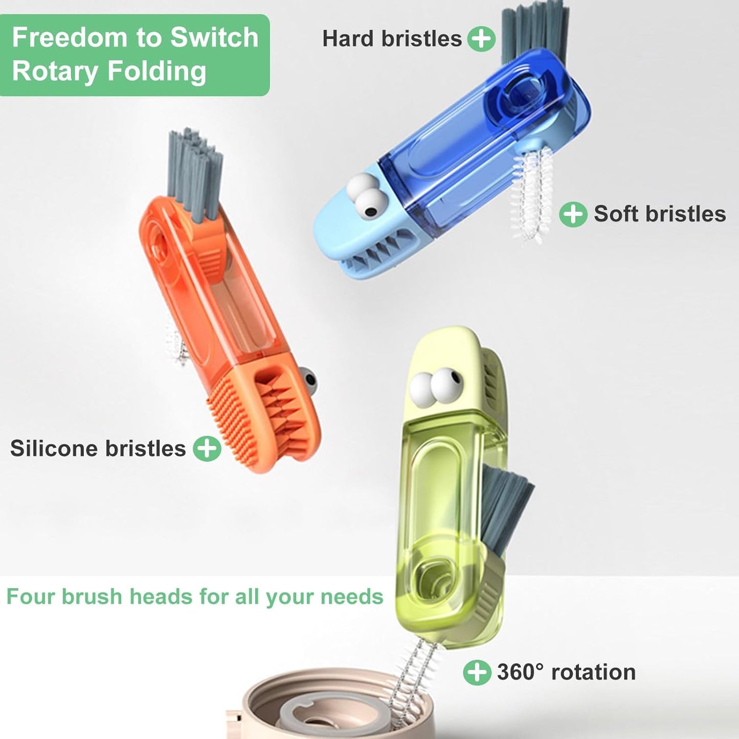 4 in 1 Cup Lid Cleaning Brush (6Pcs) - Water Bottle Brush, Portable Crevice Cleaning Brush Set for for Bottle Tight Spaces Cup and Sealed Food Storage containers with lids