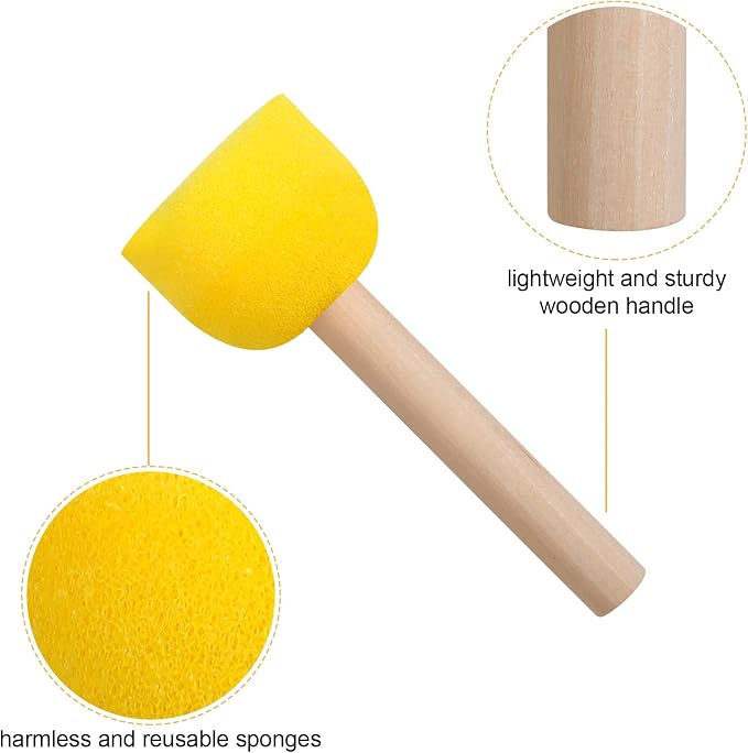 30 Pcs Round Sponges Brush Set, Round Sponge Brushes