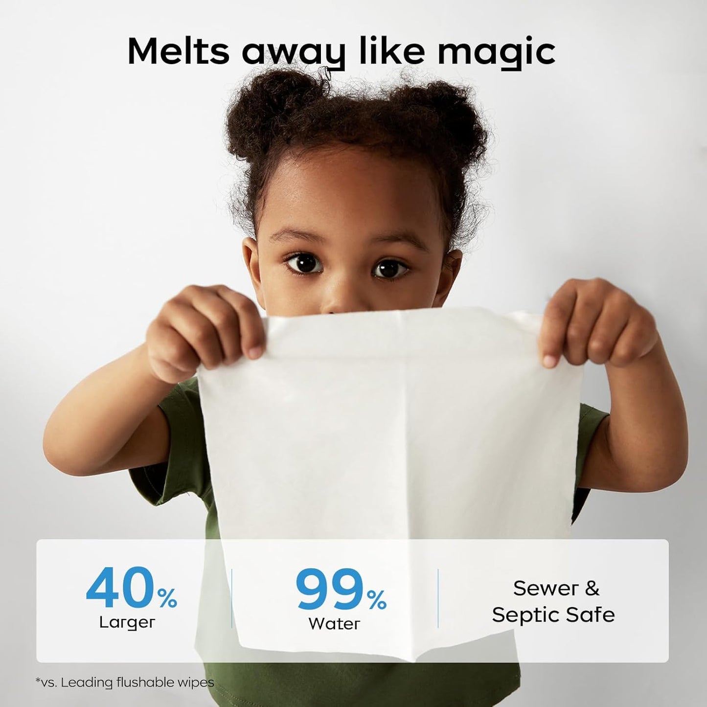 Bc Babycare Flushable Wipes, Hypoallergenic for Sensitive Skin, 99% Water, Plant-Based Fibers, Sewer + Septic Safe, Fragrance Free Toddler Potty Training, 42 Wipes, 3 Packs