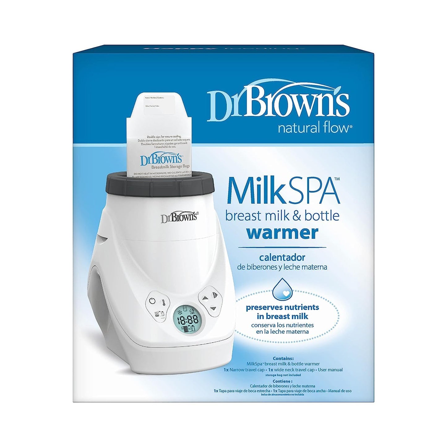 Dr. Brown’s Natural Flow MilkSPA Breastmilk and Bottle Warmer + Breastmilk Storage Bags, 100 Count