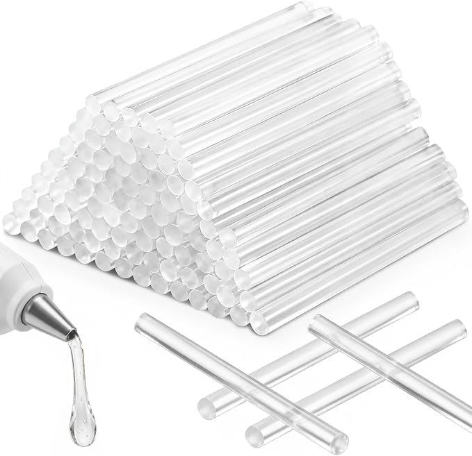 KISEER 100 Pack Clear 0.27 x 4 Inch Full Size Hot Glue Sticks Universal Fit